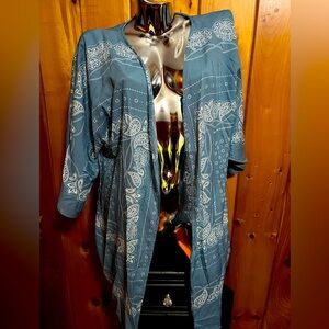 Blue Bandana Print Swim Coverup - M